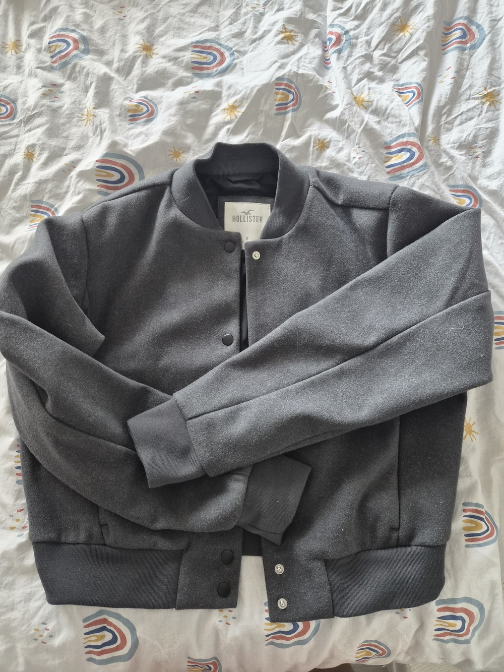 Hollister Women's Charcoal Grey  Bomber Jacket